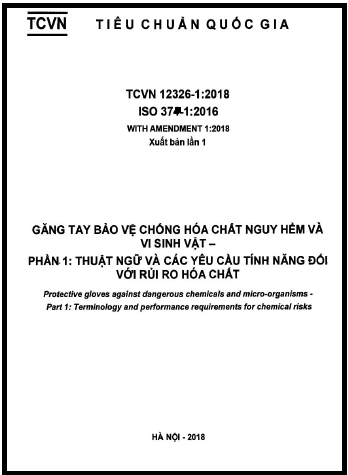 TCVN 12326-1-2018-ISO - Găng Tay Bảo Vệ Chống Hóa Chất Nguy Hiểm Và Vi Sinh Vật - Phần 1
