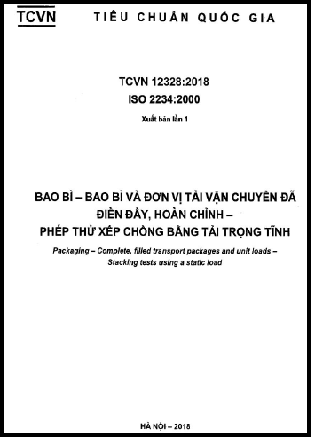 TCVN 12328-2018-ISO - Bao Bì - Bao Bì Và Đơn Vị Tải Vận Chuyển Đã Điền Đầy, Hoàn Chỉnh