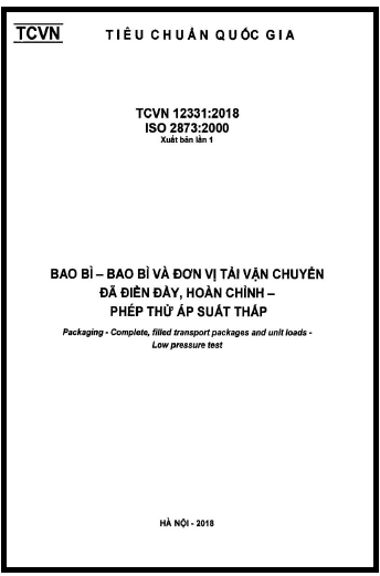 TCVN 12331-2018-ISO - Bao Bì - Bao Bì Và Đơn Vị Tải Vận Chuyển Đã Điền Đầy, Hoàn Chỉnh