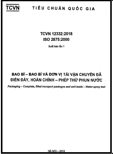 TCVN 12332-2018-ISO - Bao Bì - Bao Bì Và Đơn Vị Tải Vận Chuyển Đã Điền Đầy, Hoàn Chỉnh