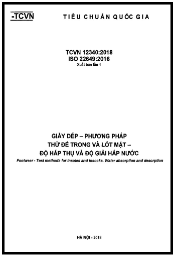 TCVN 12340-2018-ISO - Giầy Dép - Phương Pháp Thử Đế Trong Và Lót Mặt - Độ Hấp Thụ