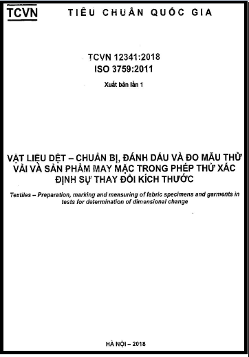 TCVN 12341-2018-ISO - Vật Liệu Dệt - Chuẩn Bị, Đánh Dấu Và Đo Mẫu Thử Vải Và Sản Phẩm May Mặc