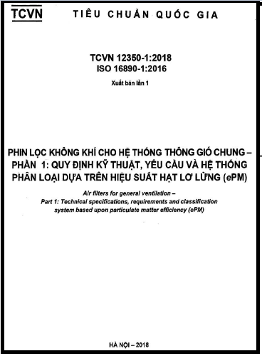 TCVN 12350-1-2018-ISO - Phin Lọc Không Khí Cho Hệ Thống Thông Gió Chung - Phần 1