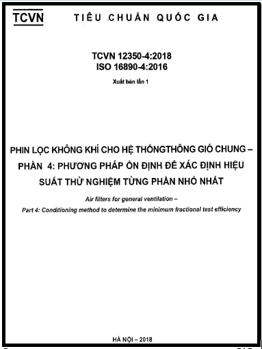 TCVN 12350-4-2018-ISO - Phin Lọc Không Khí Cho Hệ Thống Thông Gió Chung - Phần 4