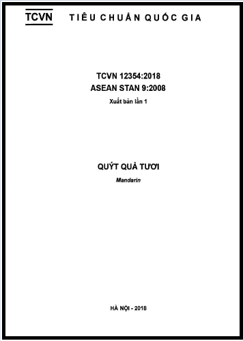 TCVN 12354-2018 - Quýt Quả Tươi