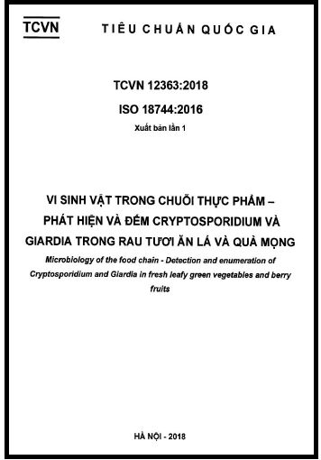TCVN 12363-2018-ISO - Vi Sinh Vật Trong Chuỗi Thực Phẩm - Phát Hiện Và Đếm Cryptosporidium