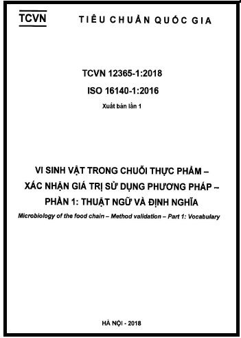 TCVN 12365-1-2018-ISO - Vi Sinh Vật Trong Chuỗi Thực Phẩm - Xác Nhận Giá Trị Sử Dụng Phương Pháp