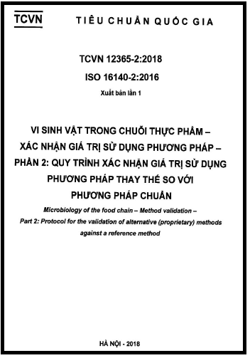 TCVN 12365-2-2018-ISO - Vi Sinh Vật Trong Chuỗi Thực Phẩm - Xác Nhận Giá Trị Sử Dụng Phương Pháp
