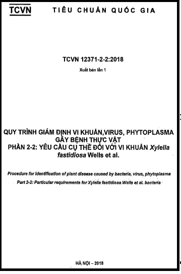TCVN 12371-2-2-2018 - Quy Trình Giám Định Vi Khuẩn, Virus, Phytoplasma Gây Bệnh Thực Vật - Phần 2-2