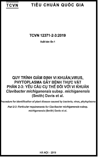 TCVN 12371-2-3-2019 - Quy Trình Giám Định Vi Khuẩn, Virus, Phytoplasma Gây Bệnh Thực Vật - Phần 2-3