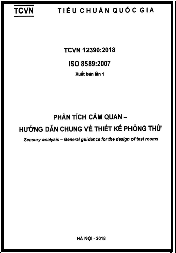 TCVN 12390-2018-ISO - Phân Tích Cảm Quan - Hướng Dẫn Chung Đối Với Việc Thiết Kế Phòng Thử Nghiệm