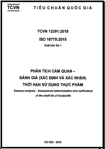 TCVN 12391-2018-ISO - Phân Tích Cảm Quan - Đánh Giá (Xác Định Và Xác Nhận) Thời Hạn Sử Dụng