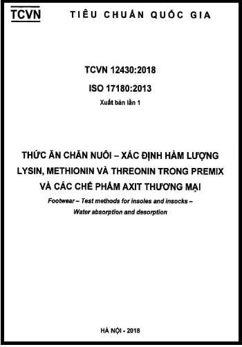 TCVN 12430-2018-ISO - Thức Ăn Chăn Nuôi - Xác Định Hàm Lượng Lysin, Methionin Và Threonin