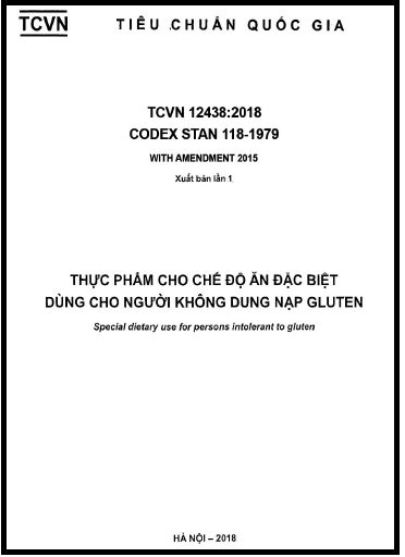 TCVN 12438-2018 - Thực Phẩm Cho Chế Độ Ăn Đặc Biệt - Dùng Cho Người Không Dung Nạp Gluten