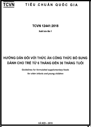 TCVN 12441-2018 - Hướng Dẫn Đối Với Thức Ăn Công Thức Bổ Sung Dành Cho Trẻ Từ 6 Tháng Đến 36 Tháng