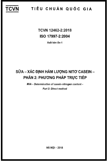 TCVN 12462-2-2018-ISO - Sữa - Xác Định Hàm Lượng Nitơ Casein - Phần 2 Phương Pháp Trực Tiếp