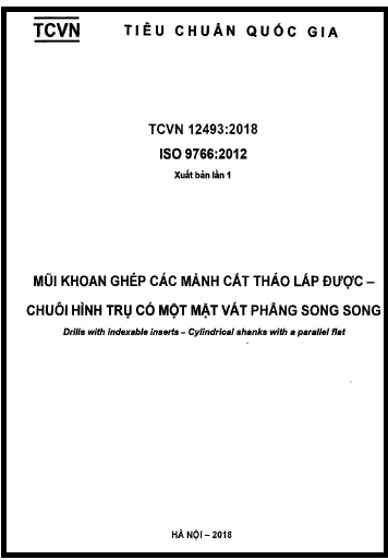 TCVN 12493-2018-ISO - Mũi Khoan Ghép Các Mảnh Cắt Tháo Lắp Được - Chuôi Hình Trụ