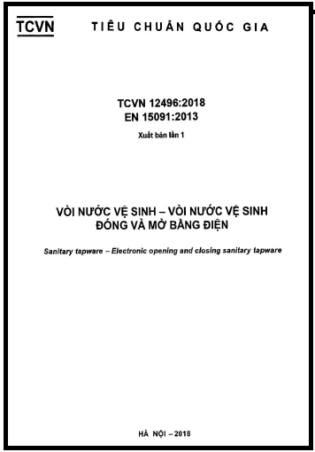 TCVN 12496-2018 - Vòi Nước Vệ Sinh - Vòi Nước Vệ Sinh Đóng Và Mở Bằng Điện