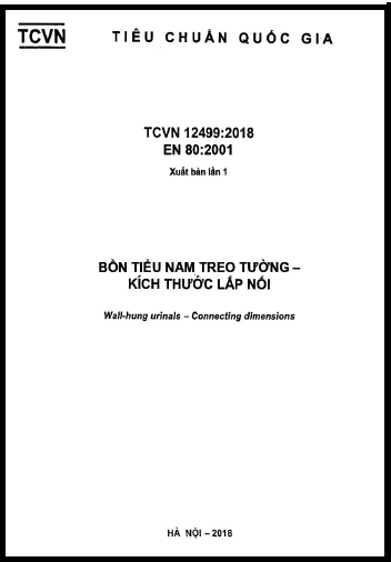 TCVN 12499-2018 - Bồn Tiểu Nam Treo Tường - Kích Thước Lắp Nối
