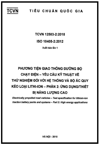 TCVN 12503-2-2018-ISO - Phương Tiện Giao Thông Đường Bộ Chạy Điện - Yêu Cầu Kỹ Thuật Về Thử Nghiệm