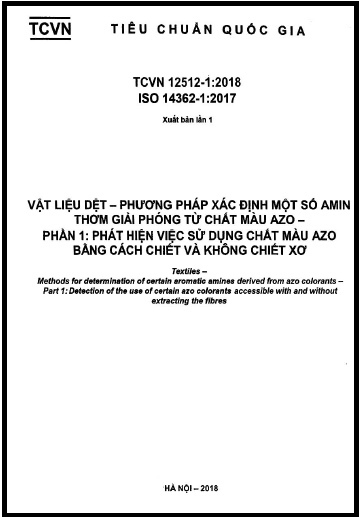 TCVN 12512-1-2018-ISO - Vật Liệu Dệt - Phương Pháp Xác Định Một Số Amin Thơm Giải Phóng Từ Chất Màu