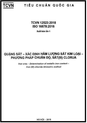 TCVN 12523-2018 - Quặng Sắt - Xác Định Hàm Lượng Sắt Kim Loại - Phương Pháp Chuẩn Độ, Sắt (III)