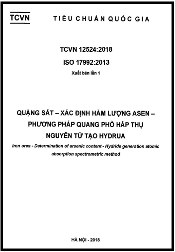 TCVN 12524-2018-ISO - Quặng Sắt - Xác Định Hàm Lượng Asen - Phương Pháp Quang Phổ Hấp Thụ Nguyên Tử