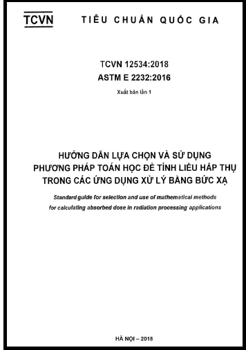 TCVN 12534-2018 - Hướng Dẫn Lựa Chọn Và Sử Dụng Phương Pháp Toán Học Để Tính Liều Hấp Thụ