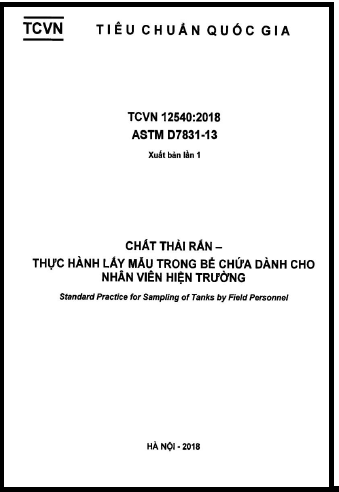 TCVN 12540-2018 - Chất Thải Rắn - Thực Hành Lấy Mẫu Trong Bể Chứa Dành Cho Nhân Viên