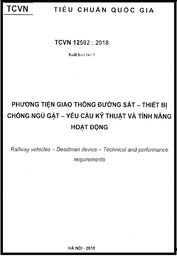 TCVN 12582-2018 - Phương Tiện Giao Thông Đường Sắt - Thiết Bị Chống Ngủ Gật - Yêu Cầu Kỹ Thuật
