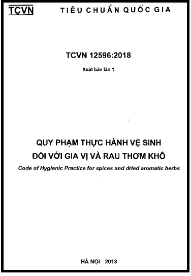 TCVN 12596-2018 - Quy Phạm Thực Hành Vệ Sinh Đối Với Gia Vị Và Rau Thơm Khô