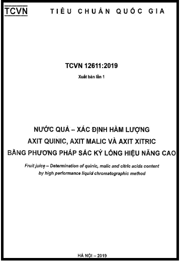 TCVN 12611-2019 - Nước Quả - Xác Định Hàm Lượng Axit Quinic, Axit Malic Và Axit Xitric