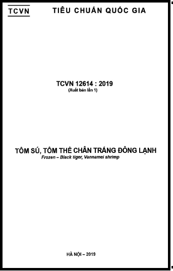 TCVN 12614-2019 - Tôm Sú, Tôm Thẻ Chân Trắng Đông Lạnh