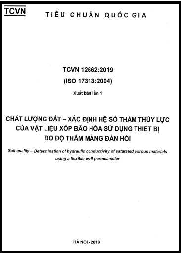 TCVN 12662-2019-ISO - Chất Lượng Đất - Xác Định Hệ Số Thấm Thủy Lực Của Vật Liệu Xốp Bão Hòa