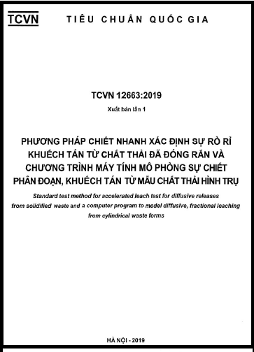 TCVN 12663-2019 - Phương Pháp Chiết Nhanh Xác Định Sự Rò Rỉ Khuếch Tán Từ Chất Thải Đã Đóng Rắn