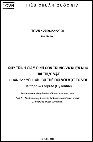 TCVN 12709-2-1-2019 - Quy Trình Giám Định Côn Trùng Và Nhện Nhỏ Hại Thực Vật - Phần 2-1