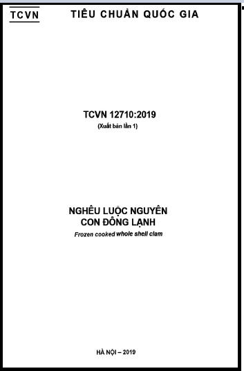 TCVN 12710-2019 - Nghêu Luộc Nguyên Con Đông Lạnh