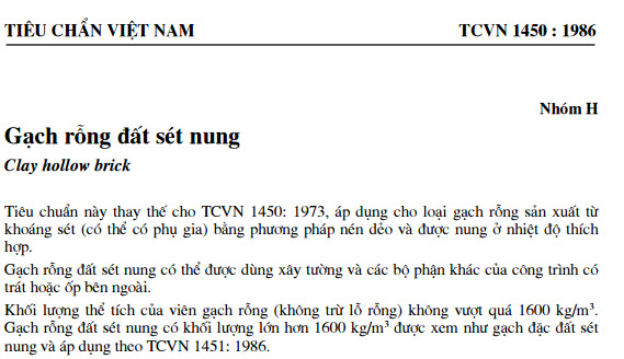 TCVN 1450-1986 - Gạch Rỗng Đất Sét Nung
