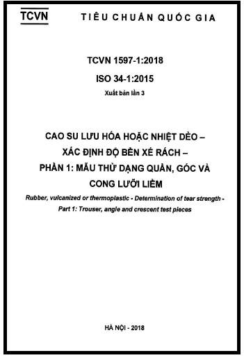 TCVN 1597-1-2018-ISO - Cao Su Lưu Hóa Hoặc Nhiệt Dẻo - Xác Định Độ Bền Xé Rách - Phần 1
