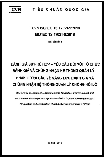 TCVN 17021-9-2018-ISO - Đánh Giá Sự Phù Hợp - Yêu Cầu Đối Với Tổ Chức Đánh Giá