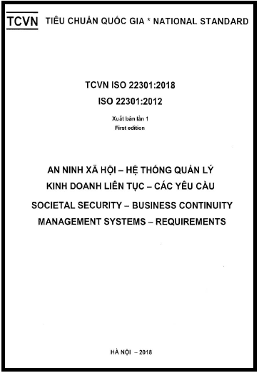 TCVN 22301-2018-ISO - An Ninh Xã Hội - Hệ Thống Quản Lý Kinh Doanh Liên Tục - Các Yêu Cầu
