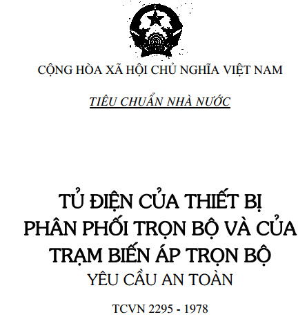 TCVN 2295-1978 - Tủ Điện Của Thiết Bị Phân Phối Trọn Bộ Và Của Trạm Biến Áp Trọn Bộ