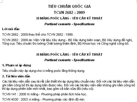 TCVN 2682-2009 - Xi Măng Poóc Lăng - Yêu Cầu Kỹ Thuật