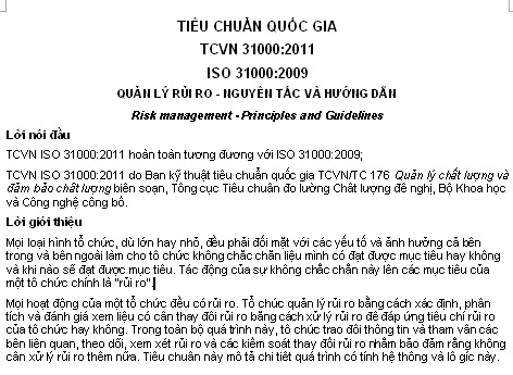 TCVN 31000-2011 - Quản Lý Rủi Ro - Nguyên Tắc Và Hướng Dẫn