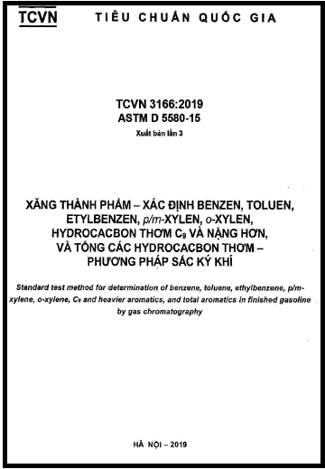 TCVN 3166-2019 - Xăng Thành Phẩm - Xác Định Benzen, Toluen, Etylbenzen, P-M-Xylen, O-Xylen