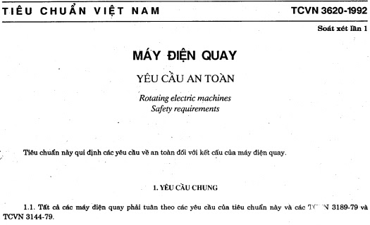 TCVN 3620-1992 - Máy Điện Quay - Yêu Cầu An Toàn