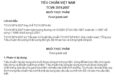 TCVN 3974-2007 - Muối Thực Phẩm