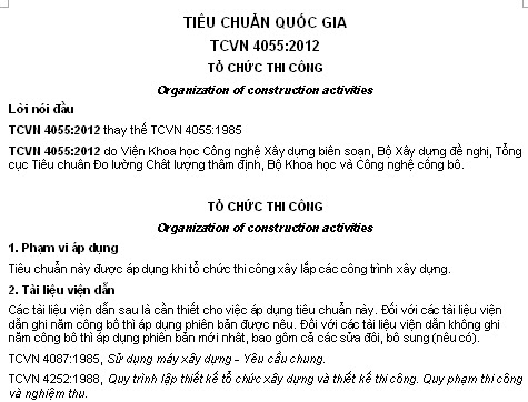 TCVN 4055-2012 - Tổ Chức Thi Công