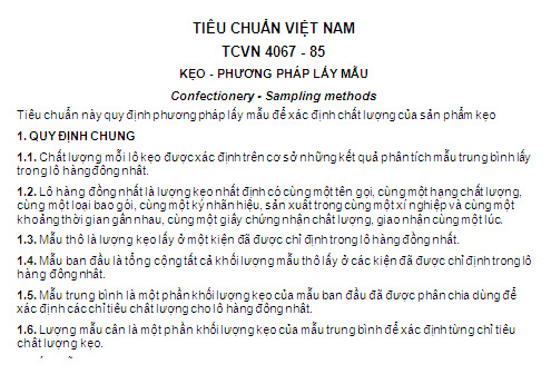 TCVN 4067-85 - Kẹo - Phương Pháp Lấy Mẩu