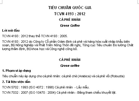 TCVN 4193-2012 - Cà Phê Nhân